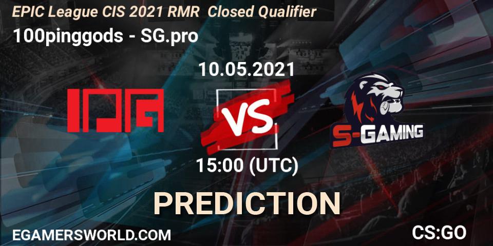 100pinggods vs SG.pro: Match Prediction. 10.05.2021 at 15:00, Counter-Strike (CS2), EPIC League CIS 2021 RMR Closed Qualifier
