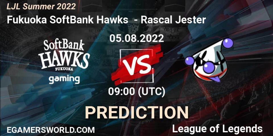 Fukuoka SoftBank Hawks vs Rascal Jester: Match Prediction. 05.08.22, LoL, LJL Summer 2022