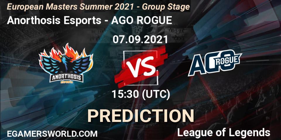 Anorthosis Esports vs AGO ROGUE: Match Prediction. 07.09.2021 at 15:30, LoL, European Masters Summer 2021 - Group Stage