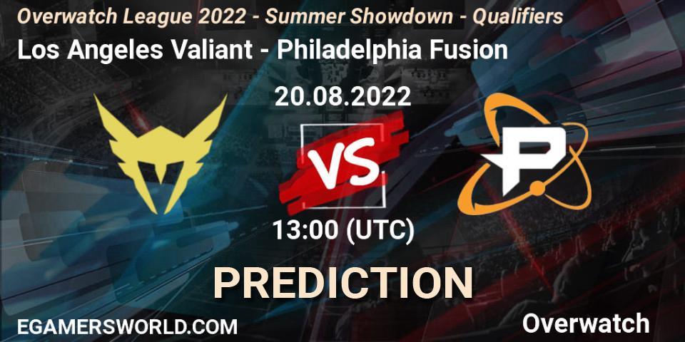 Los Angeles Valiant vs Philadelphia Fusion: Match Prediction. 20.08.2022 at 12:30, Overwatch, Overwatch League 2022 - Summer Showdown - Qualifiers