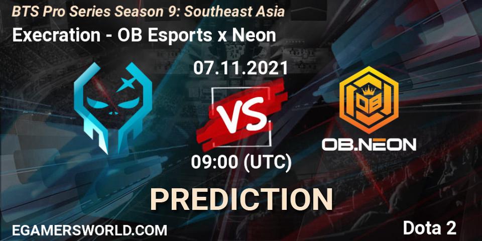 Execration vs OB Esports x Neon: Match Prediction. 07.11.2021 at 08:52, Dota 2, BTS Pro Series Season 9: Southeast Asia