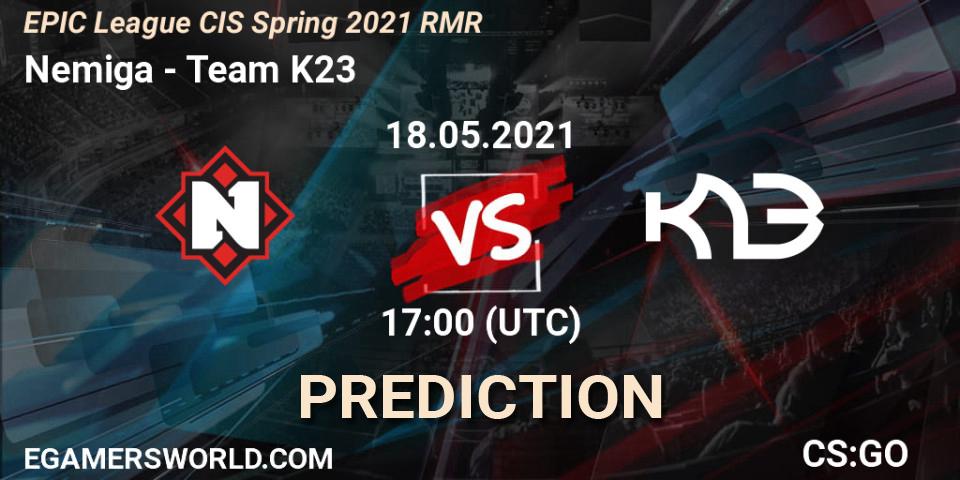 Nemiga vs Team K23: Match Prediction. 18.05.21, CS2 (CS:GO), EPIC League CIS Spring 2021 RMR
