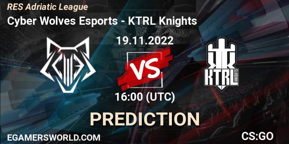 Cyber Wolves Esports vs KTRL Knights: Match Prediction. 22.11.2022 at 17:00, Counter-Strike (CS2), RES Adriatic League