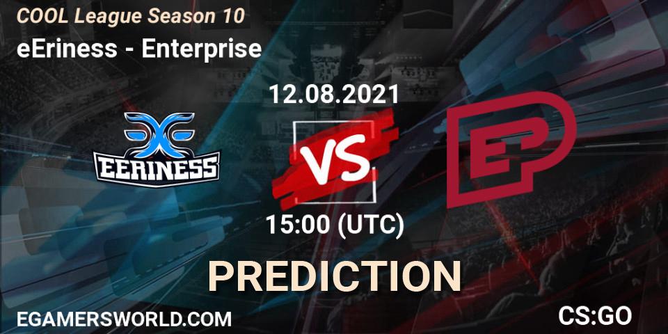 eEriness vs Enterprise: Match Prediction. 12.08.2021 at 15:00, Counter-Strike (CS2), COOL League Season 10