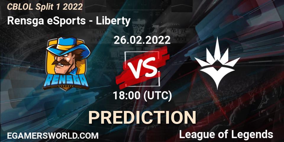 Rensga eSports vs Liberty: Match Prediction. 26.02.2022 at 18:10, LoL, CBLOL Split 1 2022