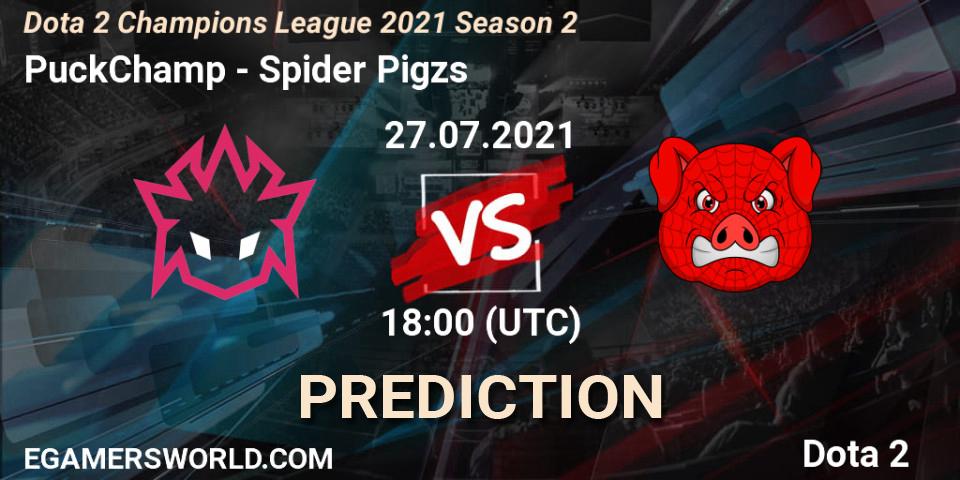 PuckChamp vs Spider Pigzs: Match Prediction. 27.07.2021 at 18:00, Dota 2, Dota 2 Champions League 2021 Season 2