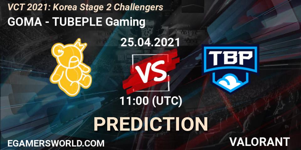 GOMA vs TUBEPLE Gaming: Match Prediction. 25.04.2021 at 11:00, VALORANT, VCT 2021: Korea Stage 2 Challengers