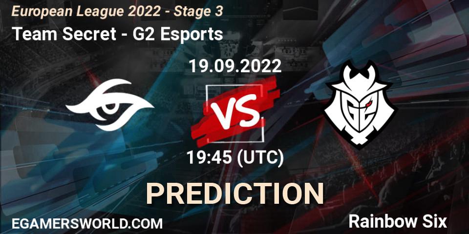 Team Secret vs G2 Esports: Match Prediction. 19.09.2022 at 19:45, Rainbow Six, European League 2022 - Stage 3