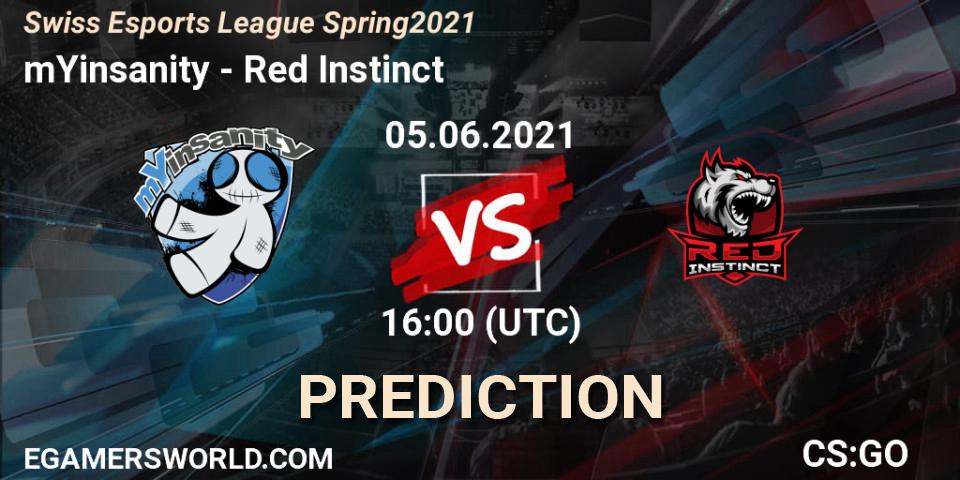 mYinsanity vs Red Instinct: Match Prediction. 05.06.2021 at 16:00, Counter-Strike (CS2), Swiss Esports League Spring 2021