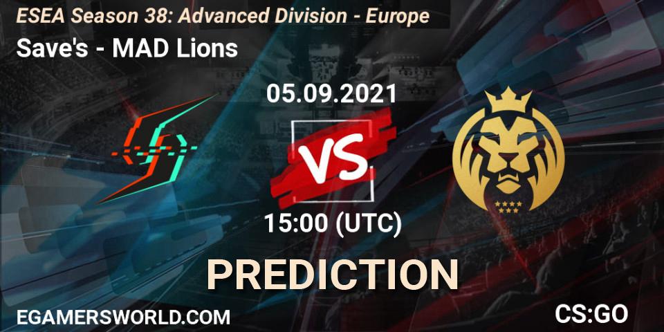 Save's vs MAD Lions: Match Prediction. 05.09.2021 at 15:00, Counter-Strike (CS2), ESEA Season 38: Advanced Division - Europe