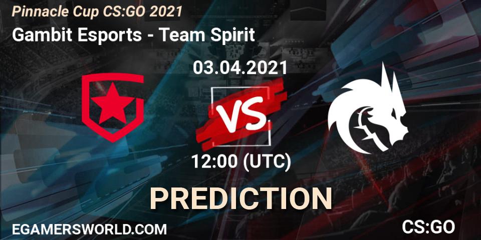 Gambit Esports vs Team Spirit: Match Prediction. 03.04.2021 at 08:00, Counter-Strike (CS2), Pinnacle Cup #1