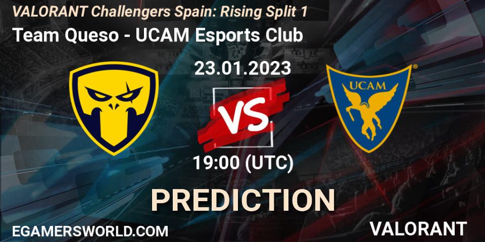 Team Queso vs UCAM Esports Club: Match Prediction. 23.01.2023 at 19:15, VALORANT, VALORANT Challengers 2023 Spain: Rising Split 1