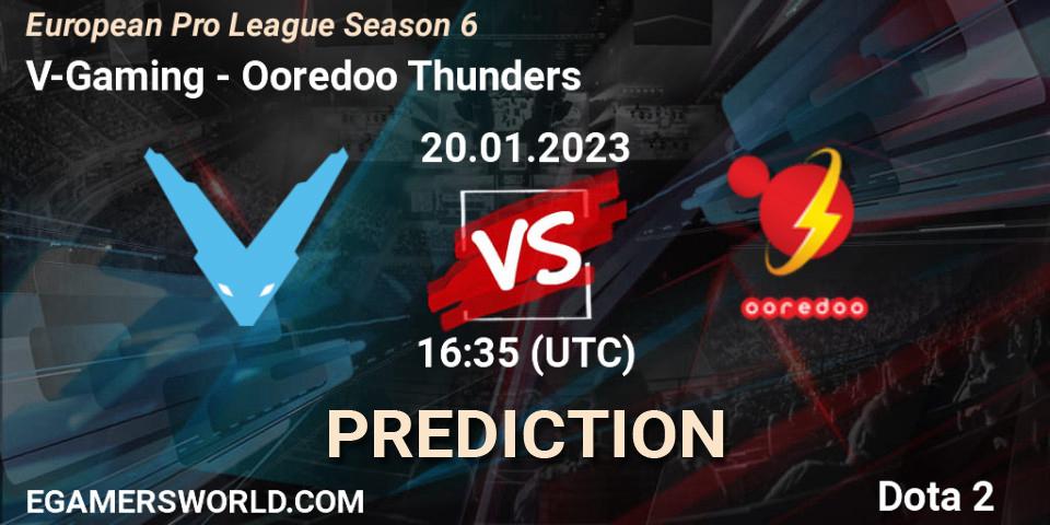 V-Gaming vs Ooredoo Thunders: Match Prediction. 20.01.2023 at 16:35, Dota 2, European Pro League Season 6