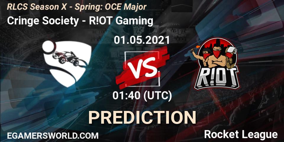 Cringe Society vs R!OT Gaming: Match Prediction. 01.05.2021 at 01:35, Rocket League, RLCS Season X - Spring: OCE Major