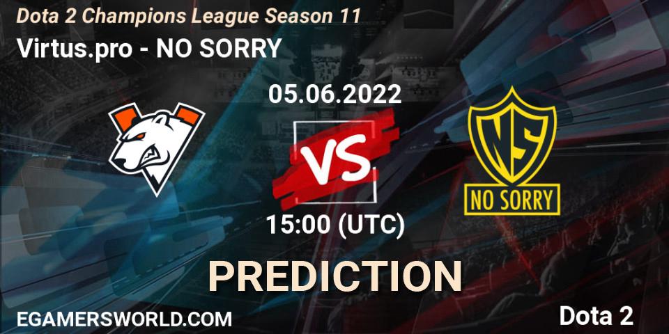 Virtus.pro vs NO SORRY: Match Prediction. 05.06.2022 at 15:00, Dota 2, Dota 2 Champions League Season 11
