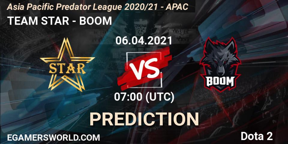TEAM STAR vs BOOM: Match Prediction. 06.04.2021 at 06:33, Dota 2, Asia Pacific Predator League 2020/21 - APAC