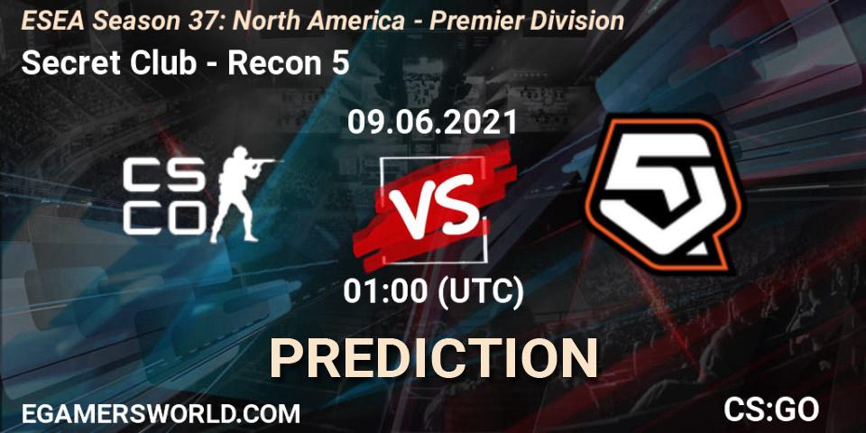Secret Club vs Recon 5: Match Prediction. 09.06.2021 at 01:00, Counter-Strike (CS2), ESEA Season 37: North America - Premier Division