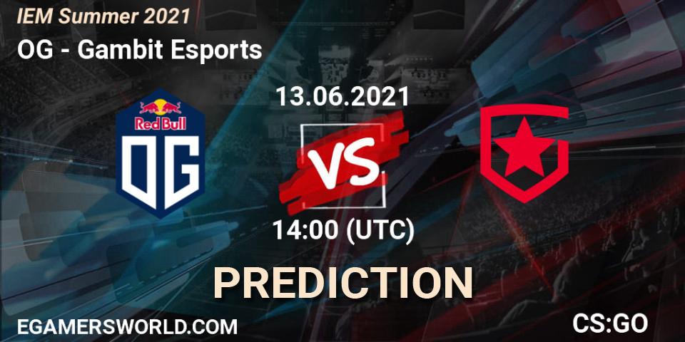 OG vs Gambit Esports: Match Prediction. 13.06.2021 at 14:00, Counter-Strike (CS2), IEM Summer 2021