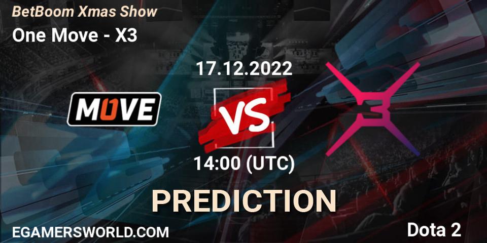 One Move vs X3: Match Prediction. 17.12.2022 at 14:11, Dota 2, BetBoom Xmas Show
