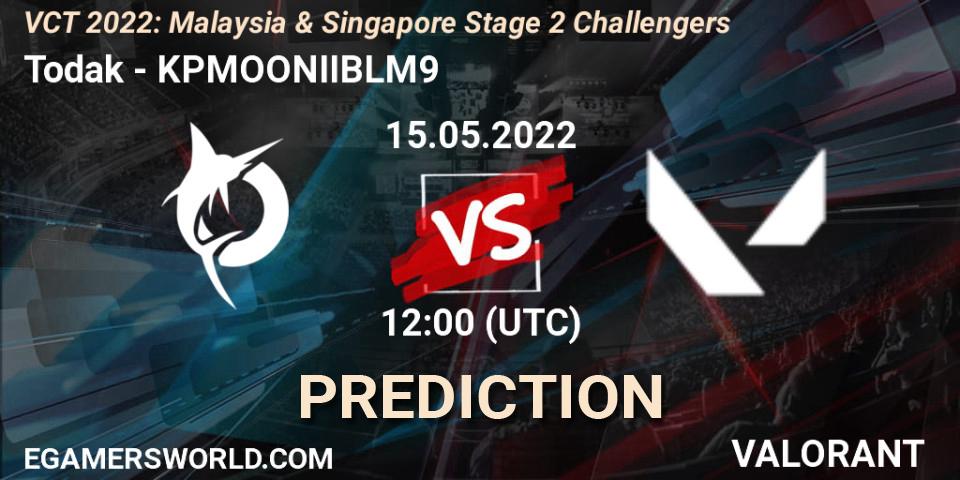 Todak vs KPMOONIIBLM9: Match Prediction. 15.05.2022 at 09:10, VALORANT, VCT 2022: Malaysia & Singapore Stage 2 Challengers