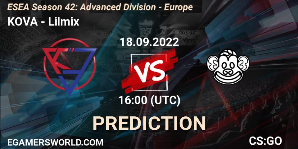 KOVA vs Lilmix: Match Prediction. 18.09.22, CS2 (CS:GO), ESEA Season 42: Advanced Division - Europe