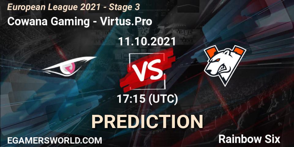 Cowana Gaming vs Virtus.Pro: Match Prediction. 11.10.2021 at 17:15, Rainbow Six, European League 2021 - Stage 3