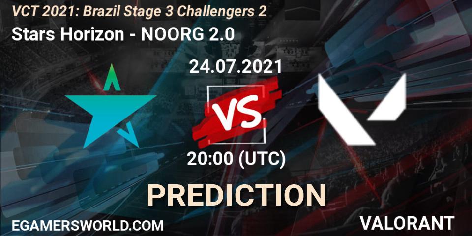 Stars Horizon vs NOORG 2.0: Match Prediction. 24.07.2021 at 20:00, VALORANT, VCT 2021: Brazil Stage 3 Challengers 2