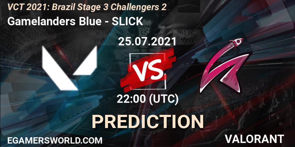 Gamelanders Blue vs SLICK: Match Prediction. 25.07.2021 at 22:15, VALORANT, VCT 2021: Brazil Stage 3 Challengers 2