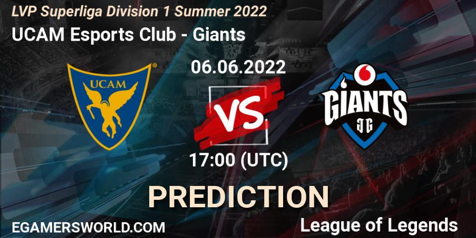 UCAM Esports Club vs Giants: Match Prediction. 06.06.2022 at 17:00, LoL, LVP Superliga Division 1 Summer 2022