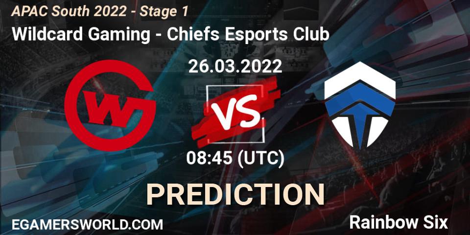 Wildcard Gaming vs Chiefs Esports Club: Match Prediction. 26.03.2022 at 08:45, Rainbow Six, APAC South 2022 - Stage 1
