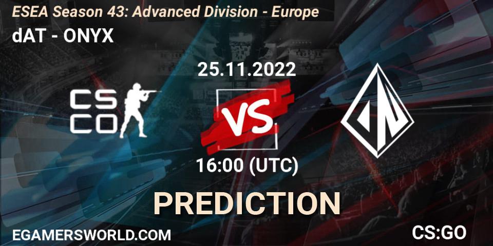 sickboyzz vs ONYX: Match Prediction. 25.11.22, CS2 (CS:GO), ESEA Season 43: Advanced Division - Europe