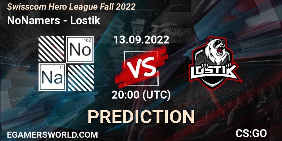 NoNamers vs Lostik: Match Prediction. 13.09.2022 at 20:00, Counter-Strike (CS2), Swisscom Hero League Fall 2022