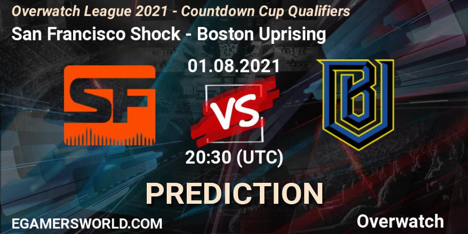 San Francisco Shock vs Boston Uprising: Match Prediction. 01.08.2021 at 20:30, Overwatch, Overwatch League 2021 - Countdown Cup Qualifiers