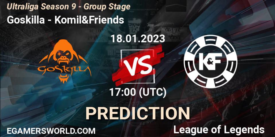 Goskilla vs Komil&Friends: Match Prediction. 18.01.2023 at 17:00, LoL, Ultraliga Season 9 - Group Stage