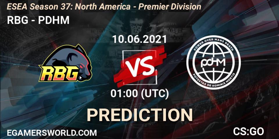 RBG vs PDHM: Match Prediction. 10.06.2021 at 01:00, Counter-Strike (CS2), ESEA Season 37: North America - Premier Division