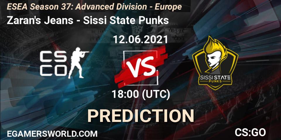 Zaran's Jeans vs Sissi State Punks: Match Prediction. 12.06.2021 at 18:00, Counter-Strike (CS2), ESEA Season 37: Advanced Division - Europe