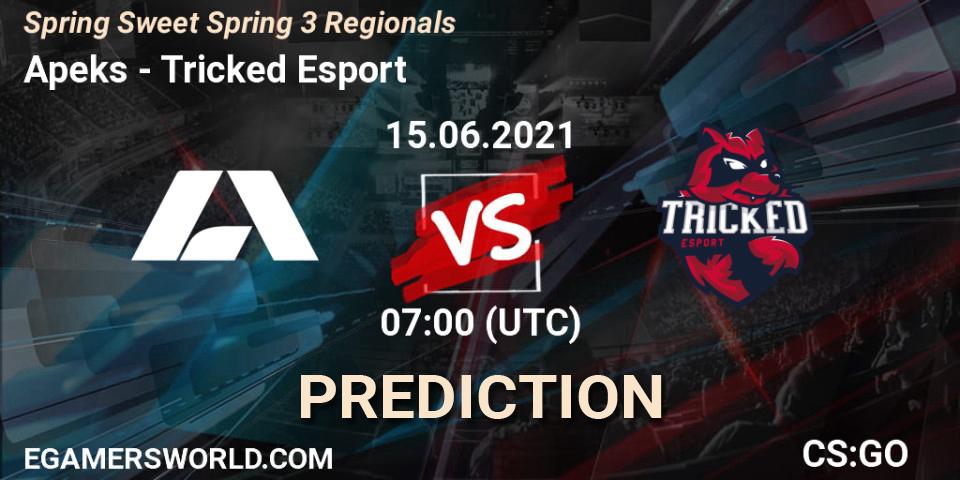 Apeks vs Tricked Esport: Match Prediction. 15.06.2021 at 07:00, Counter-Strike (CS2), Spring Sweet Spring 3 Regionals