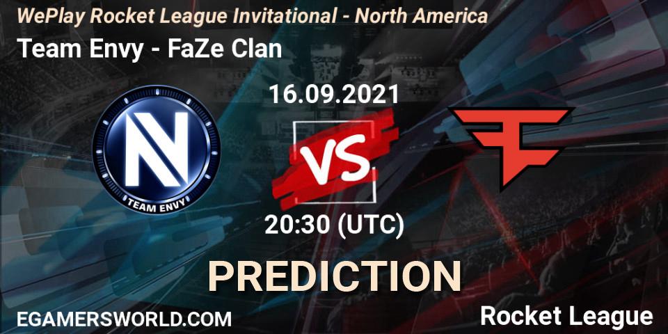 Team Envy vs FaZe Clan: Match Prediction. 16.09.2021 at 20:30, Rocket League, WePlay Rocket League Invitational - North America