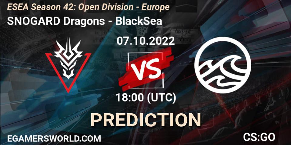 SNOGARD Dragons vs BlackSea: Match Prediction. 07.10.2022 at 18:00, Counter-Strike (CS2), ESEA Season 42: Open Division - Europe