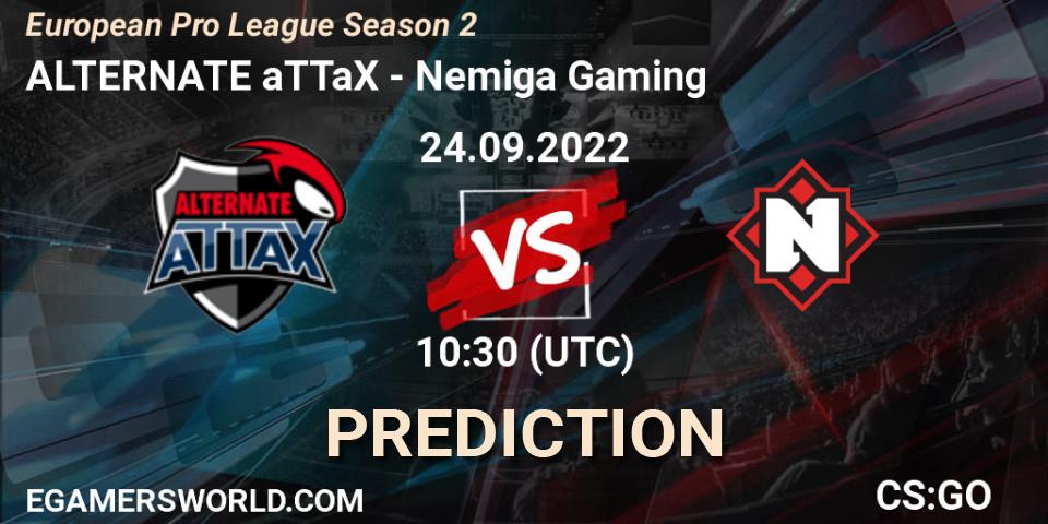 ALTERNATE aTTaX vs Nemiga Gaming: Match Prediction. 24.09.2022 at 10:30, Counter-Strike (CS2), European Pro League Season 2