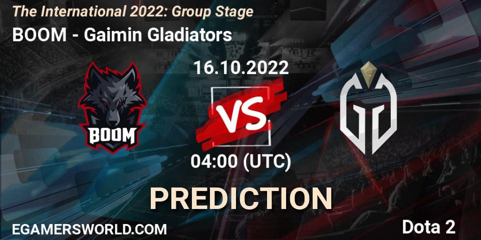 BOOM vs Gaimin Gladiators: Match Prediction. 16.10.2022 at 04:32, Dota 2, The International 2022: Group Stage