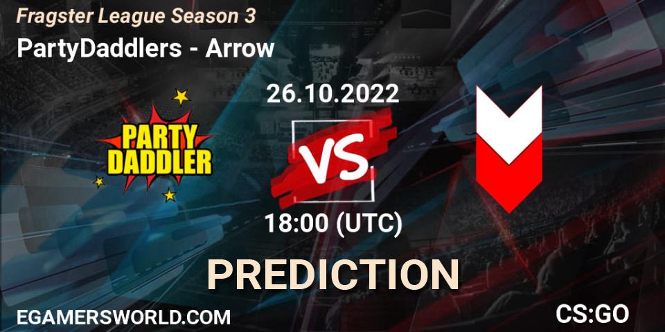PartyDaddlers vs Arrow: Match Prediction. 26.10.2022 at 18:00, Counter-Strike (CS2), Fragster League Season 3
