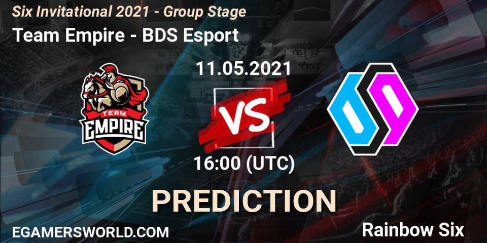 Team Empire vs BDS Esport: Match Prediction. 11.05.2021 at 15:00, Rainbow Six, Six Invitational 2021 - Group Stage