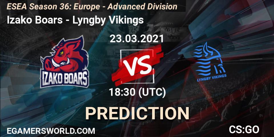 Izako Boars vs Lyngby Vikings: Match Prediction. 23.03.2021 at 19:30, Counter-Strike (CS2), ESEA Season 36: Europe - Advanced Division