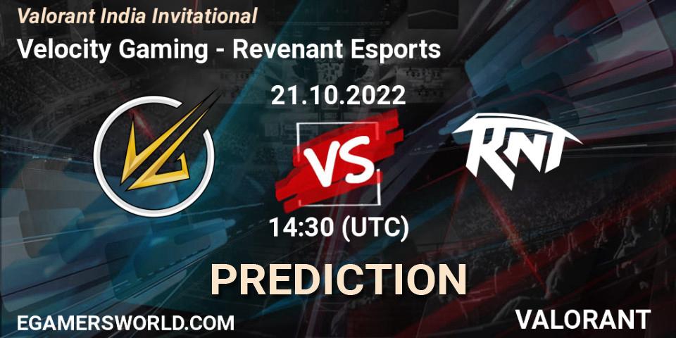 Velocity Gaming vs Revenant Esports: Match Prediction. 21.10.2022 at 14:30, VALORANT, Valorant India Invitational