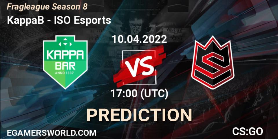KappaB vs ISO Esports: Match Prediction. 10.04.2022 at 17:00, Counter-Strike (CS2), Fragleague Season 8
