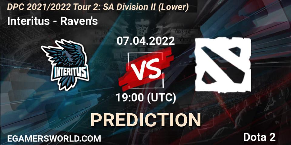 Interitus vs Raven's: Match Prediction. 07.04.2022 at 19:01, Dota 2, DPC 2021/2022 Tour 2: SA Division II (Lower)