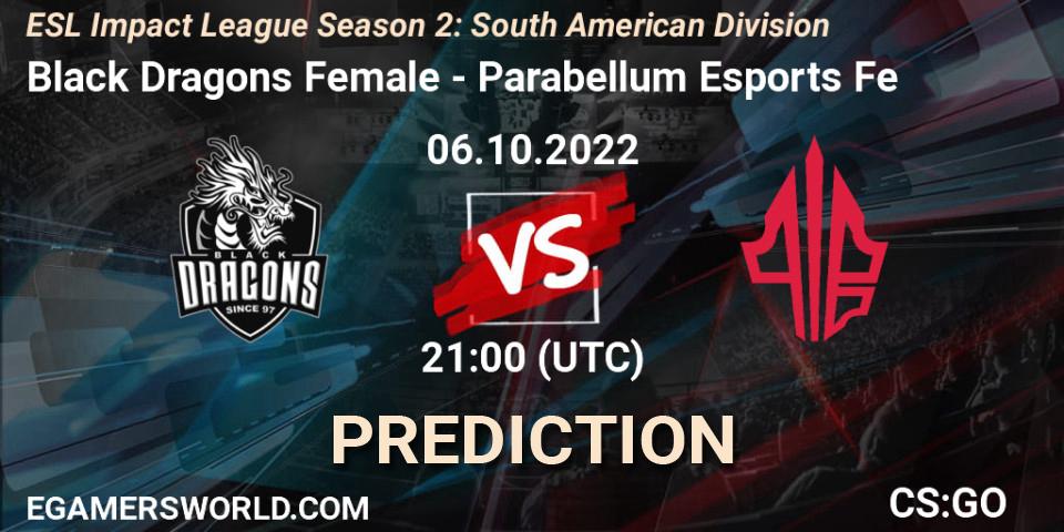 Black Dragons Female vs Parabellum Esports Fe: Match Prediction. 06.10.22, CS2 (CS:GO), ESL Impact League Season 2: South American Division
