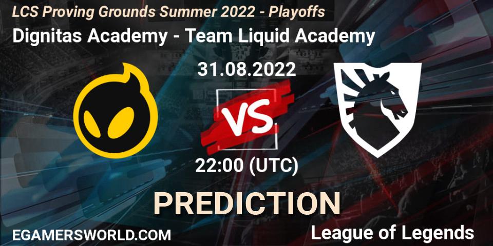 Dignitas Academy vs Team Liquid Academy: Match Prediction. 31.08.2022 at 22:00, LoL, LCS Proving Grounds Summer 2022 - Playoffs