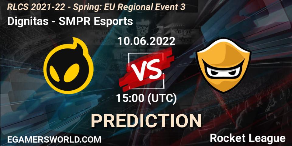 Dignitas vs SMPR Esports: Match Prediction. 10.06.2022 at 15:00, Rocket League, RLCS 2021-22 - Spring: EU Regional Event 3